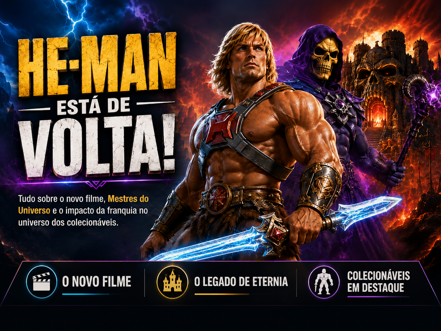 Filme He-Man 2026: tudo sobre Mestres do Universo e o retorno de Eternia aos cinemas